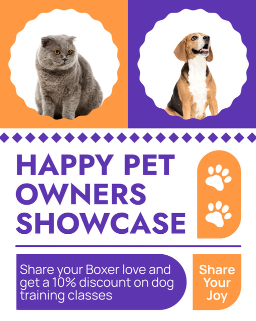Plantilla de diseño de Happy Pet Owners Showcase Instagram Post Vertical 