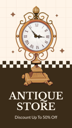 Bygone Era Table Clock At Discounted Rates Offer Instagram Story Design Template