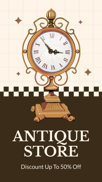 Bygone Era Table Clock At Discounted Rates Offer Instagram Story Πρότυπο σχεδίασης