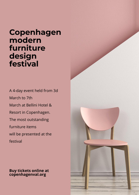 Ontwerpsjabloon van Flayer van Interior Decoration Event Announcement with Pink Chair