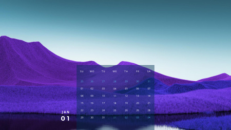 Abstract Illustration of Purple Mountains Calendar Design Template