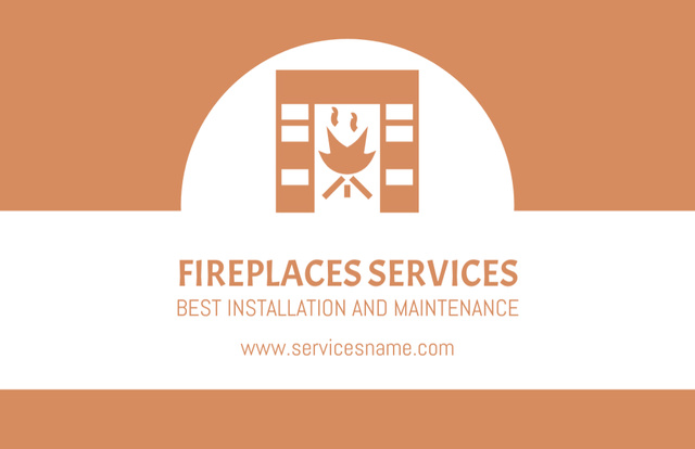 Fireplaces Services Beige Business Card 85x55mm Tasarım Şablonu