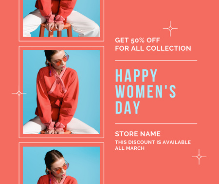 Designvorlage Discount on All Fashion Collection on Women's Day für Facebook