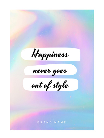 Ontwerpsjabloon van Poster US van Inspirerend citaat over geluk op helder kleurrijk patroon