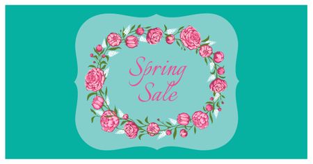 Spring Sale Announcement with Pink Roses Facebook AD Design Template