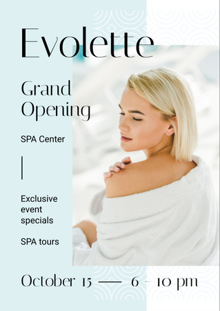 Grand Opening Announcement Woman Relaxing in Spa Flyer A6 Design Template