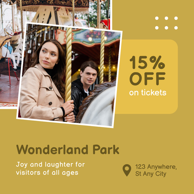 Delightful Fun Attraction Offer Available in Amusement Park Instagram Design Template