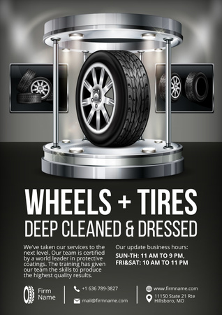 Platilla de diseño Offer of Wheels and Tires for Car Poster