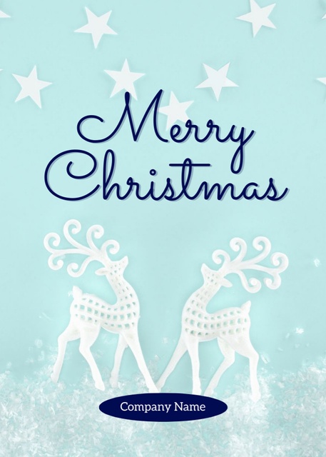 Ontwerpsjabloon van Postcard 5x7in Vertical van Lovely Christmas Congratulations with Holiday Deer Symbol In Blue