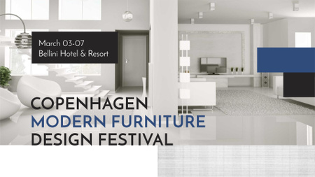 Stylish modern interior in white FB event cover Design Template