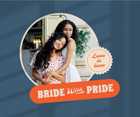Cute LGBT Couple celebrating Wedding Facebook Modelo de Design