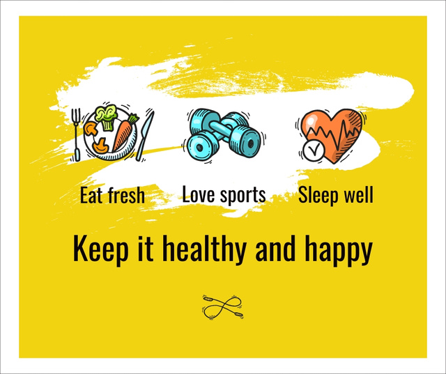 Template di design Healthy Lifestyle Attributes Icons Facebook