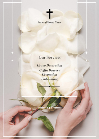 Designvorlage Funeral Home Advertising with Rose Petals für Flayer
