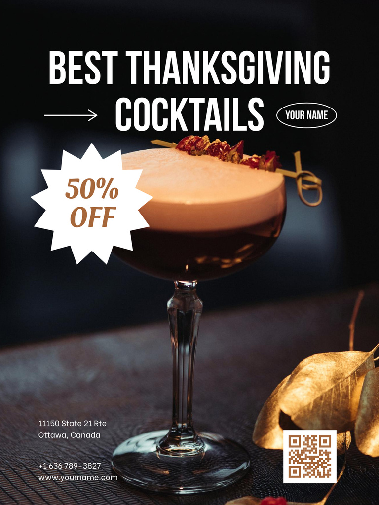 Cocktails Ad on Thanksgiving Poster US Πρότυπο σχεδίασης