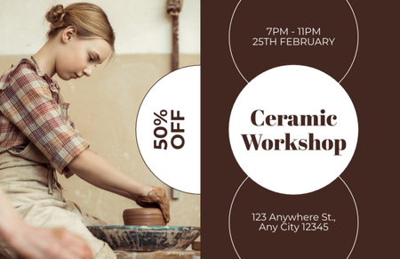 Platilla de diseño Ceramic Workshop With Discount Announcement Thank You Card 5.5x8.5in