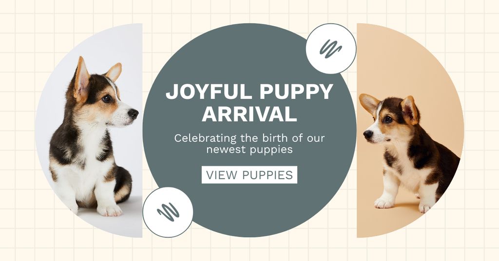 Plantilla de diseño de Joyful Puppies Arrival Facebook AD 