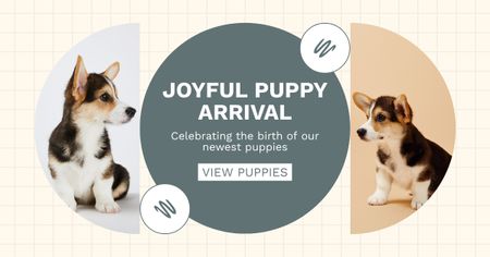 Joyful Puppies Arrival Facebook AD Design Template