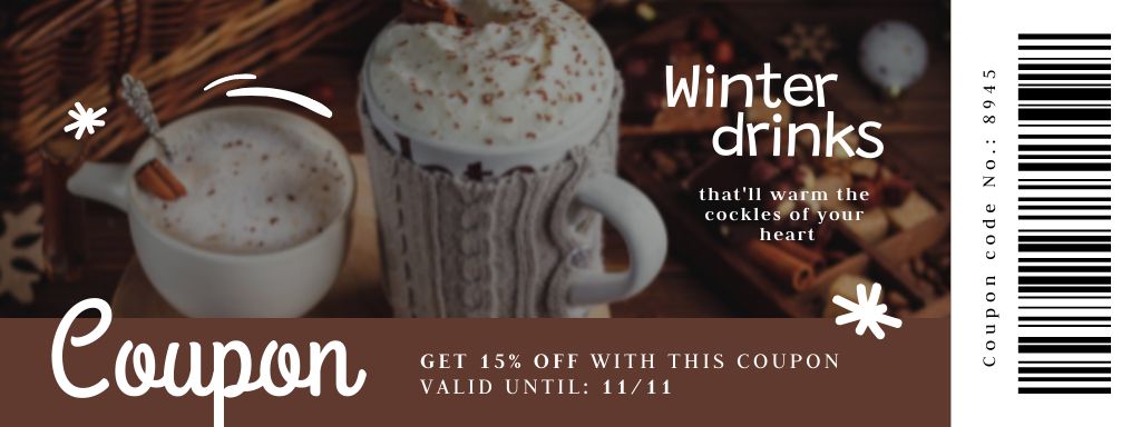 Sweet Winter Drinks Special Offer Coupon Design Template