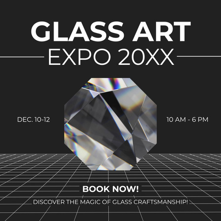 Ontwerpsjabloon van Animated Post van Aankondiging Glaskunst Expo met Diamant