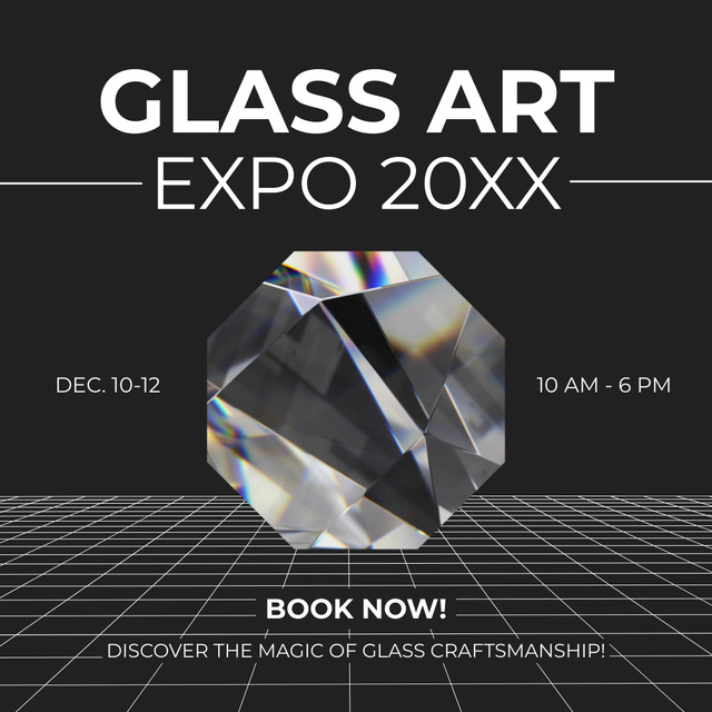Glass Art Expo Announcement with Diamond Animated Post Modelo de Design