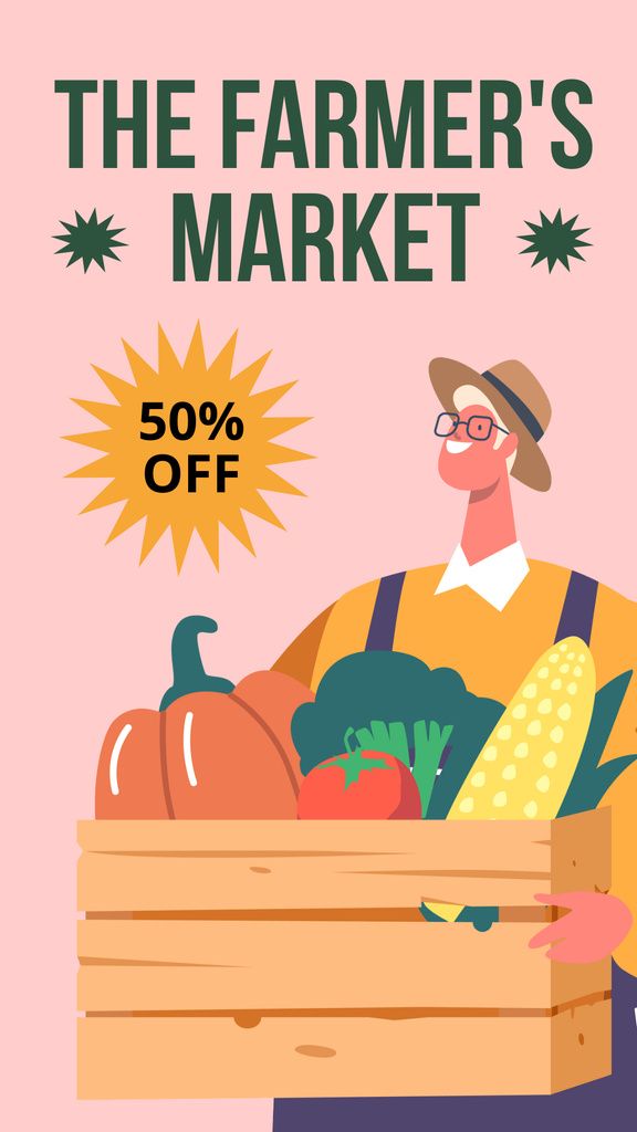 Happy Customer is Shopping at Organic Farmer's Market Instagram Story Modelo de Design
