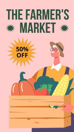 Happy Customer is Shopping at Organic Farmer's Market Instagram Story Design Template