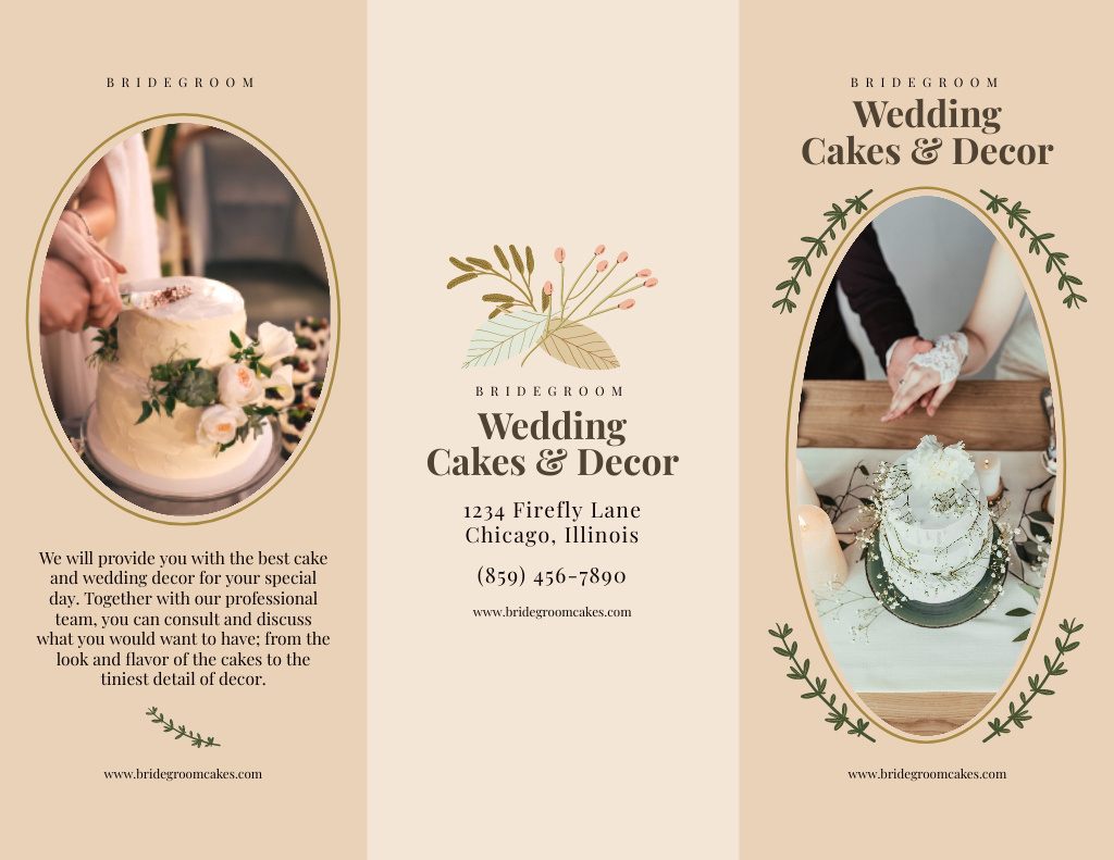 Wedding Cakes and Decor Offer Brochure 8.5x11inデザインテンプレート