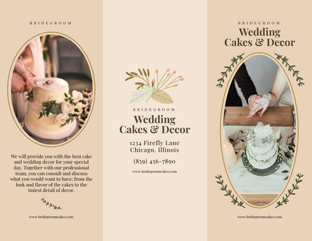 Designvorlage Hochzeitstorten und Dekorationsangebot für Brochure 8.5x11in