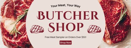 Your Meat in Butcher Shop Facebook cover Design Template