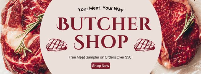 Plantilla de diseño de Your Meat in Butcher Shop Facebook cover 