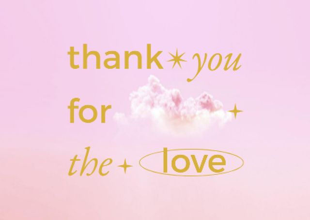 Love Phrase with Cute Pink Clouds Card Design Template