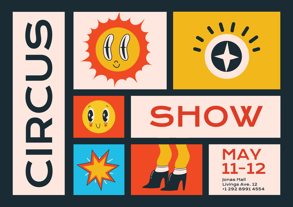 Modèle de visuel Bright and Colorful Announcement of Circus Show Event - Poster B2 Horizontal