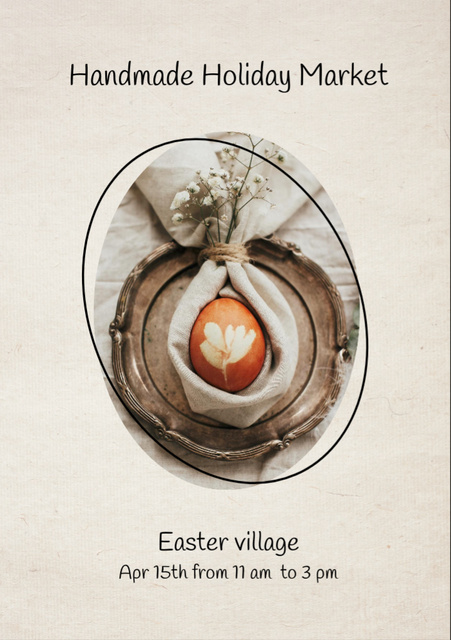Handmade Easter Market Announcement Flyer A7 Tasarım Şablonu