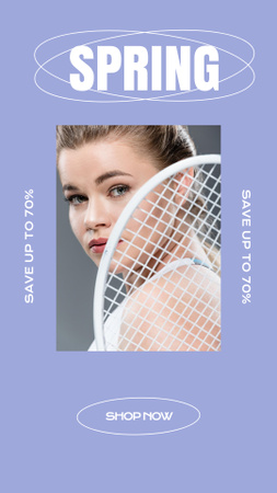 Platilla de diseño Spring sale of tennis equipment purple Instagram Story