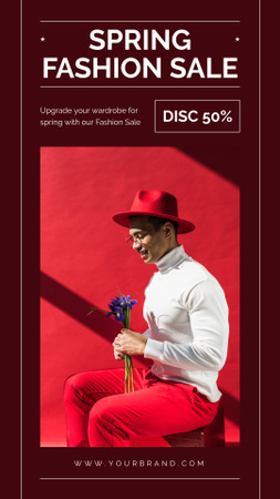 Men's Spring Sale Announcement on Red Instagram Story Design Template