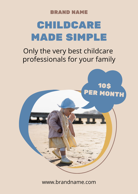Beautiful Little Girl Walking on Beach Poster – шаблон для дизайна