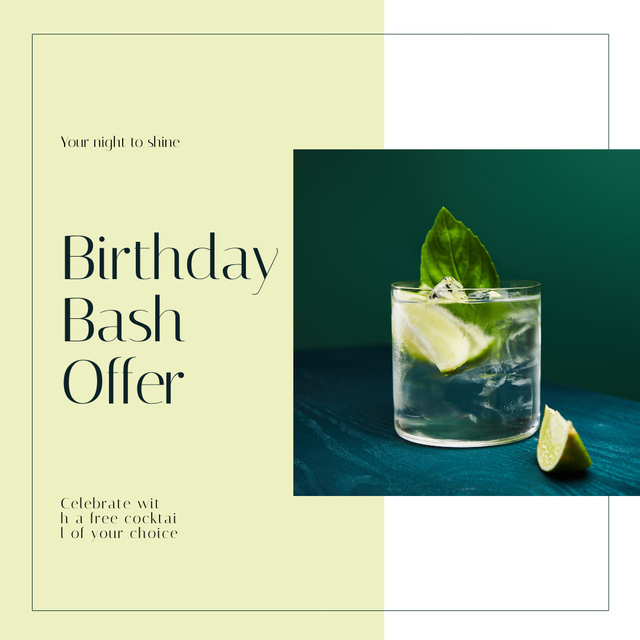 Brilliant Cocktails for Birthday Party Instagram AD Design Template