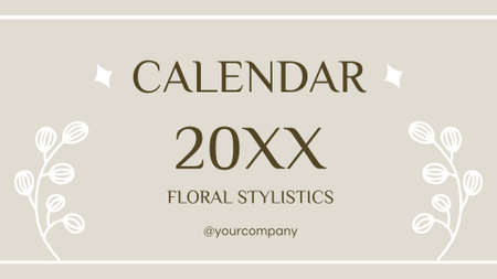 Creative Illustration of White Flowers Calendar – шаблон для дизайну