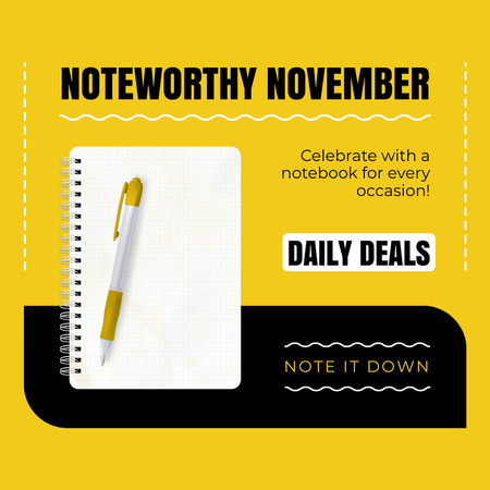 Daily Deals On Notebooks And Journals Instagram Design Template