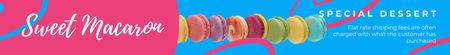 Row of Macaroons on Blue Leaderboard Design Template