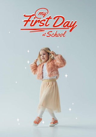 Back to School with Cute Little Girl Poster tervezősablon