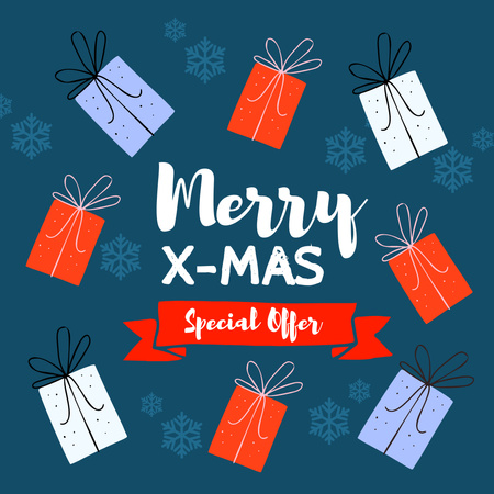 Christmas Sale Special Offer with Gift Boxes Instagram Tasarım Şablonu