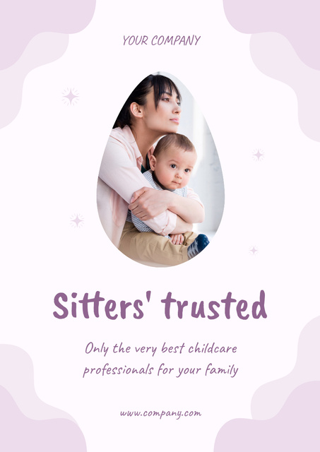 Ontwerpsjabloon van Poster A3 van Babysitting Services for Newborns