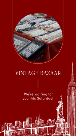Vintage Jewelry Bazaar With Necklaces Announcement Instagram Video Story Design Template