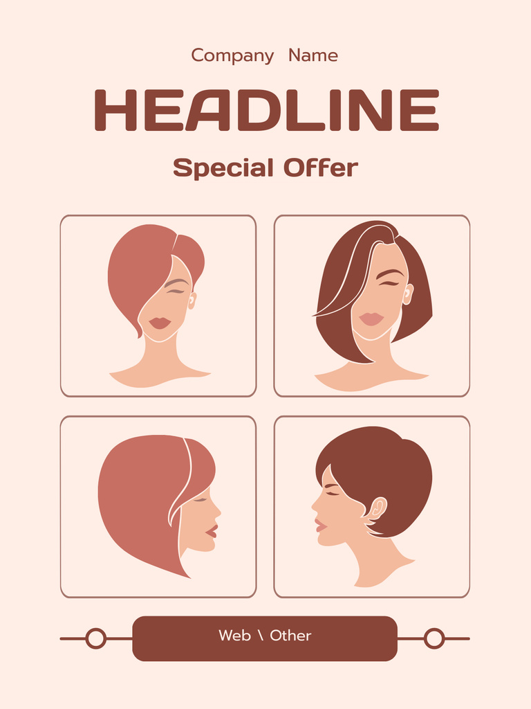 Illustration of Women with Different Haircuts Poster US Πρότυπο σχεδίασης