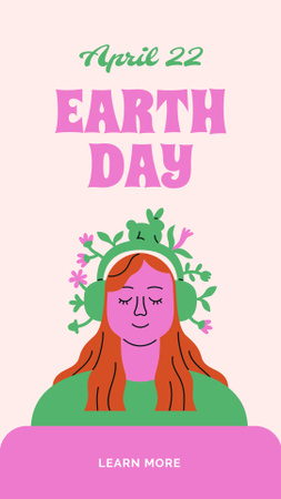 Earth Day Announcement with Cute Girl Instagram Story Design Template