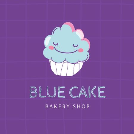 Bakery Ad with Yummy Smiling Cupcake Logo Design Template