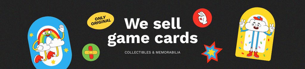 Game Cards Ad with Cute Characters Ebay Store Billboard Modelo de Design