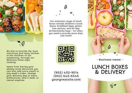 Healthful School Food with Sandwiches And Delivery Brochure Design Template