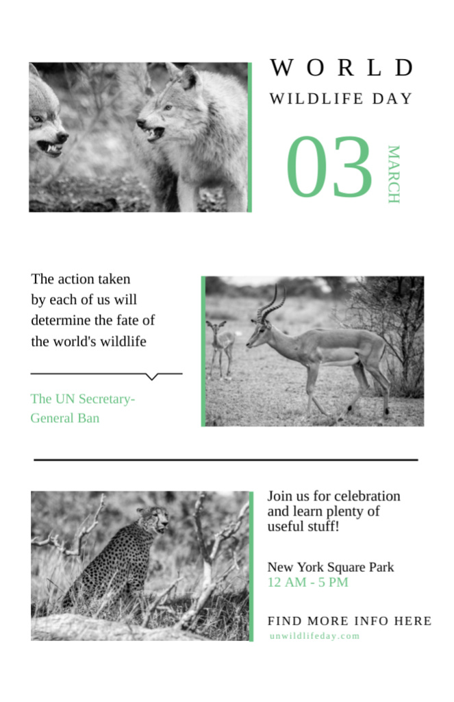 Ontwerpsjabloon van Invitation 5.5x8.5in van World Wildlife Day Animals In Natural Habitat